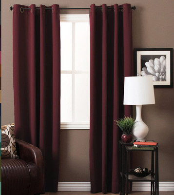 

American-Elm 275 cm (9 ft) Polyester Long Door Curtain (Pack Of 2)(Solid, Maroon)