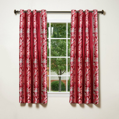 

Excel Bazaar 153 cm (5 ft) Polyester Window Curtain (Pack Of 2)(Floral, Red, Pink), Pink;red