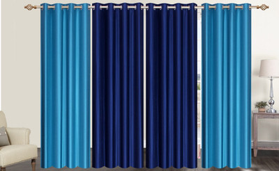 

Furnishing Zone 274 cm (9 ft) Polyester Long Door Curtain (Pack Of 4)(Plain, Blue)