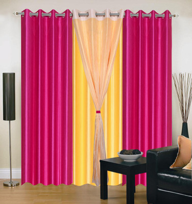 

Livingcreation 213 cm (7 ft) Polyester Door Curtain (Pack Of 4)(Plain, Pink, Yellow)