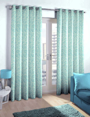 

Skipper 275 cm (9 ft) Blends Long Door Curtain Single Curtain(Motif, Blue)