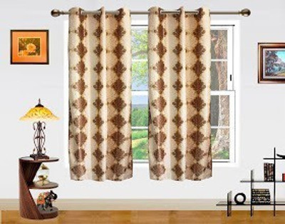 32% OFF on Dekor World Polyester Window Curtain 152.4 cm (5 ft) Pack of 2(Floral Brown, Beige)