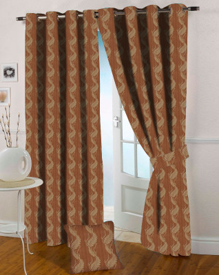 

Presto 270 cm (22 ft) Polycotton Long Door Curtain Single Curtain(Floral, Gold)