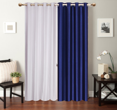 

Furnishing Zone 213 cm (7 ft) Polyester Door Curtain (Pack Of 2)(Plain, White, Blue), Blue;white