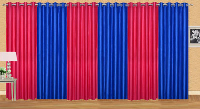 

Ville Style 275 cm (9 ft) Polyester Long Door Curtain (Pack Of 6)(Solid, Pink, Blue), Blue;pink
