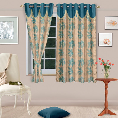 

Cortina 150 cm (5 ft) Polyester Window Curtain (Pack Of 2)(Floral, Blue)