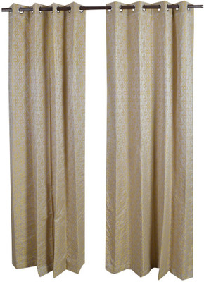 

MABA 215 cm (7 ft) Cotton Door Curtain (Pack Of 2)(Abstract, Gold)