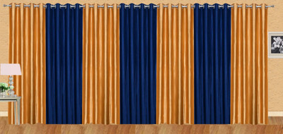 

Stella Creations 214 cm (7 ft) Polyester Door Curtain (Pack Of 7)(Solid, Gold, Blue), Blue;gold