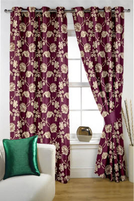 

Threadmix 30 cm (1 ft) Polycotton Window Curtain Single Curtain(Floral, Purple)