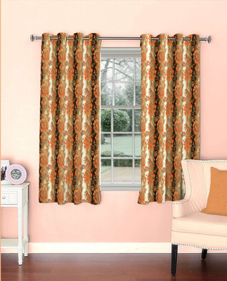 

Skipper 152.4 cm (5 ft) Polyester Window Curtain (Pack Of 2)(Floral, Brown/Orange)