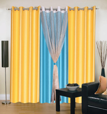

Livingcreation 213 cm (7 ft) Polyester Door Curtain (Pack Of 4)(Plain, Blue, Yellow)
