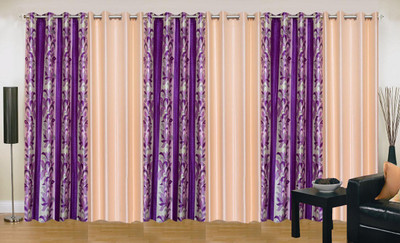

Ville Style 275 cm (9 ft) Polyester Long Door Curtain (Pack Of 6)(Abstract, Purple, Cream), Cream;purple