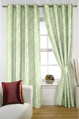 

Threadmix 152 cm (5 ft) Polycotton Window Curtain (Pack Of 2)(Floral, Green)