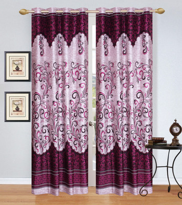 

Rj Products 210 cm (7 ft) Polycotton Door Curtain (Pack Of 2)(Printed, Wine)