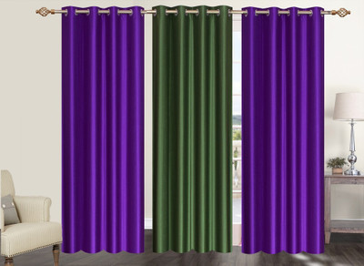 

Furnishing Zone 274 cm (9 ft) Polyester Long Door Curtain (Pack Of 3)(Plain, Purple, Green), Green;purple