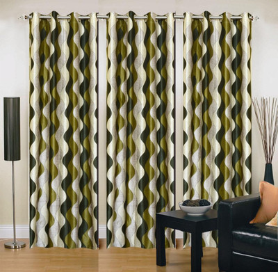 

Stella Creations 214 cm (7 ft) Polyester Door Curtain (Pack Of 3)(Printed, Green)