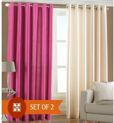 

New Home 214 cm (7 ft) Polyester Door Curtain (Pack Of 2)(Plain, Pink, White)