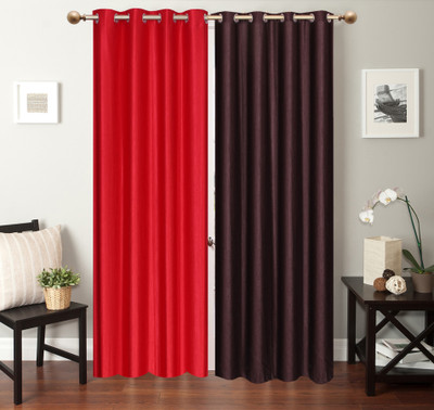 

Furnishing Zone 213 cm (7 ft) Polyester Door Curtain (Pack Of 2)(Plain, Brown, Red)