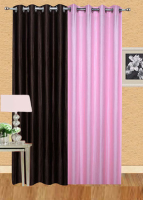 

Stella Creations 214 cm (7 ft) Polyester Door Curtain (Pack Of 2)(Solid, Brown, Pink)