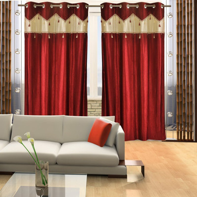 

Super India 215 cm (7 ft) Polyester Door Curtain (Pack Of 2)(Plain, Mahroon)