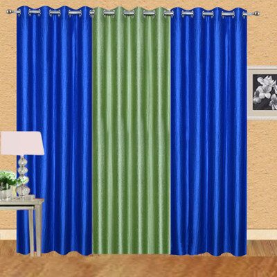 

Excel Bazaar 275 cm (9 ft) Polyester Long Door Curtain (Pack Of 3)(Solid, Royal Blue, Pista)