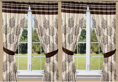 

Threadmix 152 cm (5 ft) Polyester Window Curtain (Pack Of 4)(Abstract, Brown)