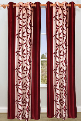 

Vrinda 212 cm (7 ft) Polyester Door Curtain (Pack Of 2)(Floral, Maroon)