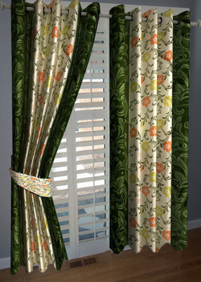

PHome Decor 152 cm (5 ft) Polyester Window Curtain (Pack Of 2)(Floral, Multicolor)