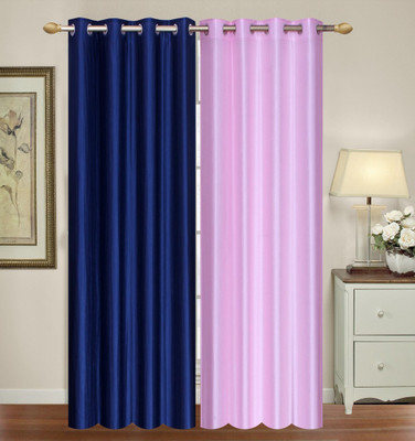 

Furnishing Zone 152 cm (5 ft) Polyester Window Curtain (Pack Of 2)(Plain, Blue, Pink)