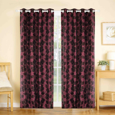 

BE 213 cm (7 ft) Jacquard Door Curtain (Pack Of 2)(Floral, Multicolor)