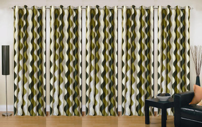

Stella Creations 275 cm (9 ft) Polyester Long Door Curtain (Pack Of 5)(Printed, Green)