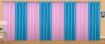

Ville Style 153 cm (5 ft) Polyester Window Curtain (Pack Of 8)(Solid, Pink, Light Blue), Light blue;pink