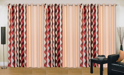 

Stella Creations 275 cm (9 ft) Polyester Long Door Curtain (Pack Of 6)(Printed, Maroon, Beige), Beige;maroon