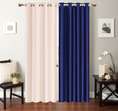 

Furnishing Zone 213 cm (7 ft) Polyester Door Curtain (Pack Of 2)(Plain, White, Blue), Blue;white