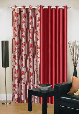 

Stella Creations 274 cm (9 ft) Polyester Long Door Curtain (Pack Of 2)(Printed, Maroon)