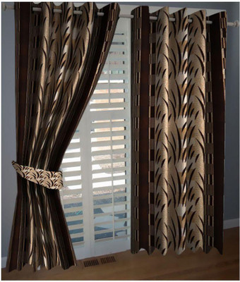 

Italian Fab 152 cm (5 ft) Polyester Window Curtain (Pack Of 4)(Floral, Brown)