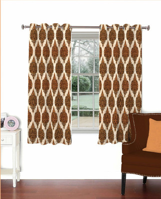 

Skipper 152.4 cm (5 ft) Polyester Window Curtain (Pack Of 2)(Motif, Brown)