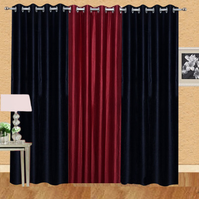 

Excel Bazaar 275 cm (9 ft) Polyester Long Door Curtain (Pack Of 3)(Solid, Black, Maroon)