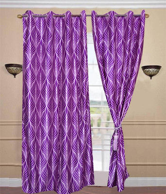 

JT International 213.36 cm (7 ft) Polyester Door Curtain (Pack Of 2)(Geometric, Purple)