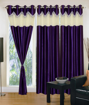 

PariHomefurnishing 274 cm (9 ft) Polyester Long Door Curtain (Pack Of 3)(Self Design, Multicolor)