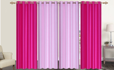 

Furnishing Zone 274 cm (9 ft) Polyester Long Door Curtain (Pack Of 4)(Plain, Pink)