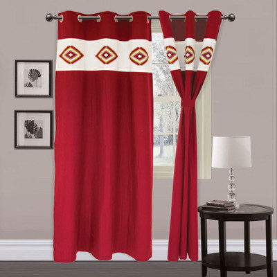 

Elan 210 cm (7 ft) Cotton Door Curtain Single Curtain(Geometric, Red)