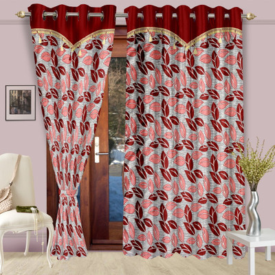 

Cortina 270 cm (9 ft) Polyester Long Door Curtain (Pack Of 2)(Floral, Red)