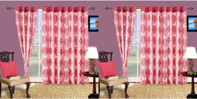 

Cortina 210 cm (7 ft) Polyester Door Curtain (Pack Of 4)(Floral, Pink)
