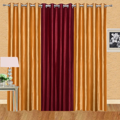 

Ville Style 214 cm (7 ft) Polyester Door Curtain (Pack Of 3)(Solid, Gold, Maroon)