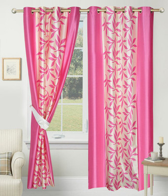 

SLV Home Decor 213.36 cm (7 ft) Polyester Door Curtain (Pack Of 2)(Floral, Pink)