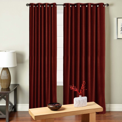 

Saral Home 84 Inch (3 ft) Polyester Window Curtain (Pack Of 2)(Solid, Maroon)