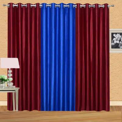 

Ville Style 214 cm (7 ft) Polyester Door Curtain (Pack Of 3)(Solid, Maroon, Blue), Blue;maroon