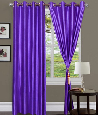 Excel Bazaar 275 cm (9 ft) Polyester Long Door Curtain (Pack Of 2)(Solid, Purple)