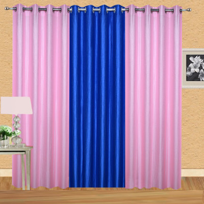 

Ville Style 214 cm (7 ft) Polyester Door Curtain (Pack Of 3)(Solid, Pink, Blue), Blue;pink